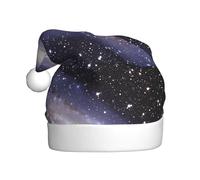 WHJSHOP Cosmic Starlight Pattern Men's and women's plush Christmas hats, adult New Year's holiday party caps