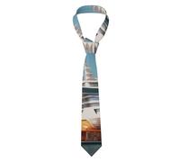 WHJSHOP Cruise Ship Printing Men's Necktie for Business, Daily Wear, Work, Birthdays, Weddings, Parties, Banquets Easy Care 57X3.1 In