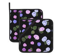 WHJSHOP Crystal Morning Glory Pattern Square Insulated Pot Mat 2 Pieces Featuring a Convenient Side Hanging Rope for Easy Storage