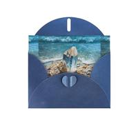 WHJSHOP Crystals by the Sea Prints Greeting Card - Premium Pearlescent Paper, Double Sided Pearl Effect, Love Buckle Pearl Paper Envelope