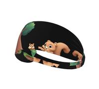 WHJSHOP Curious Little Squirrel Prints Sports Headband for Women Sweat Proof Bandeau Summer Elastic Band