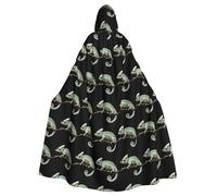 WHJSHOP Curly tailed chameleon Pattern Halloween Adult Hooded Cloak No Zipper, Comfortable & Durable for Role-Playing