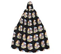 WHJSHOP Cute animals under the sky Pattern Halloween Adult Hooded Cloak No Zipper, Comfortable & Durable for Role-Playing