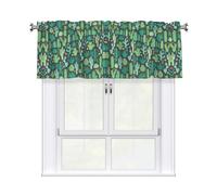 WHJSHOP Cute Cactus Seamless Illustration Prints Bright & Cozy Kitchen Window Layer - 54x18 Inch Peach Skin Valance for a Welcoming Home
