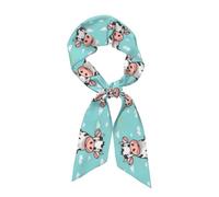 WHJSHOP Cute Cartoon Cow Printing Women's Fashion Scarf - Head Hair Accessories Versatile Scarf for Women Valentine's Day and Mother's Day, Black, One Size