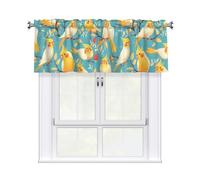 WHJSHOP Cute Cockatiel Prints Cozy Kitchen Window Layer - 54x18 Inch Peach Skin Valance with Filtered Light