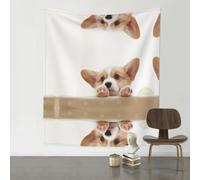 WHJSHOP Cute Corgi Prints Wall Tapestry 60x51in - High-Grade Polyester Throw Blanket for Dorm Decor, Beach Cover-Ups & Home Accents