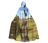 WHJSHOP Cute donkey Pattern Halloween Adult Hooded Cloak No Zipper, Comfortable & Durable for Role-Playing