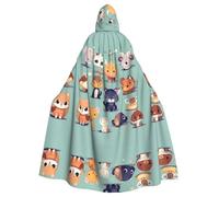 WHJSHOP Cute little animals Pattern Halloween Adult Hooded Cloak No Zipper, Comfortable & Durable for Role-Playing