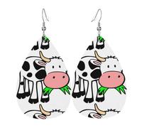WHJSHOP Cute little cow Prints Dangle Leather Earrings - Chic Water Drop Drops for Festive Style & Everyday Sparkle