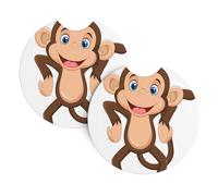 WHJSHOP Cute Monkey Prints Car Cup Coasters 2-Pack - Neoprene Protection for a Cleaner, Scratch-Free Ride