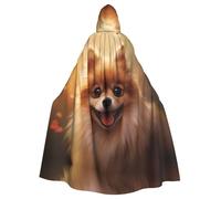 WHJSHOP cute pomeranian Pattern Halloween Adult Hooded Cloak No Zipper, Comfortable & Durable for Role-Playing