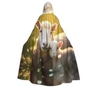 WHJSHOP cute sheep with mother Pattern Halloween Adult Hooded Cloak No Zipper, Comfortable & Durable for Role-Playing