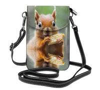 WHJSHOP Cute Squirrel Eating Picture Small Leather Women'S Crossbody Flip Phone Bag, Waterproof And Durable