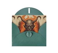 WHJSHOP Dark Green Greeting Card Burning Devil Printing Perfect for Valentine's Day, Wedding Anniversary & Party Invitations