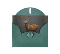 WHJSHOP Dark Green Greeting Card Butterfly on a sika deer Printing Perfect for Valentine's Day, Wedding Anniversary & Party Invitations