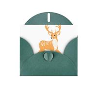 WHJSHOP Dark Green Greeting Card Color marks of sibling deer Printing Perfect for Valentine's Day, Wedding Anniversary & Party Invitations