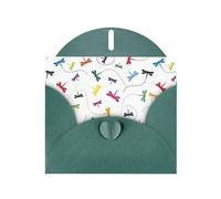 WHJSHOP Dark Green Greeting Card Colorful Dragonfly Pattern 4x6in for Christmas, children's birthdays, Valentine's Day, wedding anniversaries, and party invitations