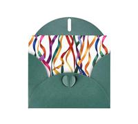 WHJSHOP Dark Green Greeting Card Colorful falling ribbons Printing Perfect for Valentine's Day, Wedding Anniversary & Party Invitations