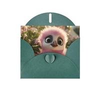WHJSHOP Dark Green Greeting Card Cute Pink Penguin Printing Perfect for Valentine's Day, Wedding Anniversary & Party Invitations