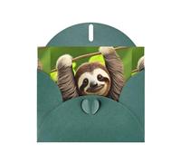 WHJSHOP Dark Green Greeting Card Cute Sloth Pattern 4x6in for Christmas, children's birthdays, Valentine's Day, wedding anniversaries, and party invitations