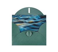 WHJSHOP Dark Green Greeting Card Dawn Ocean Waves Pattern 4x6in for Christmas, children's birthdays, Valentine's Day, wedding anniversaries, and party invitations