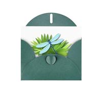 WHJSHOP Dark Green Greeting Card Dragonfly on the grass Printing Perfect for Valentine's Day, Wedding Anniversary & Party Invitations