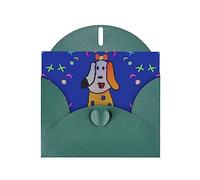 WHJSHOP Dark Green Greeting Card Fantasy cartoon dog Pattern 4x6in for Christmas, children's birthdays, Valentine's Day, wedding anniversaries, and party invitations