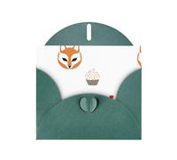 WHJSHOP Dark Green Greeting Card Fox mask next to the cupcake Printing Perfect for Valentine's Day, Wedding Anniversary & Party Invitations