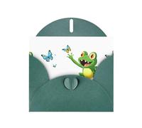 WHJSHOP Dark Green Greeting Card Frog chasing butterfly Printing Perfect for Valentine's Day, Wedding Anniversary & Party Invitations