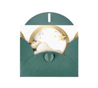 WHJSHOP Dark Green Greeting Card Golden stars in the white clouds Printing Perfect for Valentine's Day, Wedding Anniversary & Party Invitations