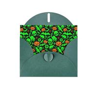 WHJSHOP Dark Green Greeting Card Green Ghost Horror Halloween Pumpkin Pattern 4x6in for Christmas, children's birthdays, Valentine's Day, wedding anniversaries, and party invitations