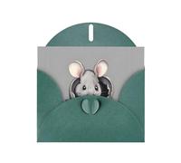 WHJSHOP Dark Green Greeting Card Grey rat Pattern 4x6in for Christmas, children's birthdays, Valentine's Day, wedding anniversaries, and party invitations