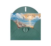 WHJSHOP Dark Green Greeting Card Many cute seagulls Pattern 4x6in for Christmas, children's birthdays, Valentine's Day, wedding anniversaries, and party invitations