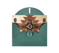 WHJSHOP Dark Green Greeting Card Native American Patterns Pattern 4x6in for Christmas, children's birthdays, Valentine's Day, wedding anniversaries, and party invitations