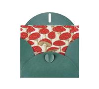 WHJSHOP Dark Green Greeting Card Red White Mushroom Pattern 4x6in for Christmas, children's birthdays, Valentine's Day, wedding anniversaries, and party invitations