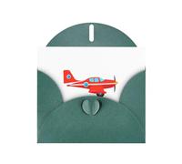 WHJSHOP Dark Green Greeting Card Small red plane in the sky Printing Perfect for Valentine's Day, Wedding Anniversary & Party Invitations