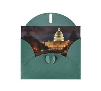WHJSHOP Dark Green Greeting Card The United States Capitol at night Pattern 4x6in for Christmas, children's birthdays, Valentine's Day, wedding anniversaries, and party invitations