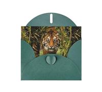 WHJSHOP Dark Green Greeting Card Tiger in The Jungle Pattern 4x6in for Christmas, children's birthdays, Valentine's Day, wedding anniversaries, and party invitations