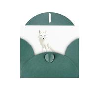 WHJSHOP Dark Green Greeting Card White fox in the desert Printing Perfect for Valentine's Day, Wedding Anniversary & Party Invitations