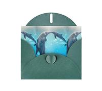 WHJSHOP Dark Green Greeting Card winter the dolphin Pattern 4x6in for Christmas, children's birthdays, Valentine's Day, wedding anniversaries, and party invitations