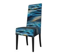 WHJSHOP Dawn Ocean Waves printing dining chair cover is easy to disassemble and made of high resilience fabric that is wear-resistant