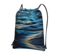 WHJSHOP Dawn Ocean Waves Prints Drawstring Zipper Backpack - Lightweight, Waterproof Gym Bag for Travel, Yoga, and Everyday Adventures