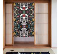WHJSHOP Day of The Dead Printing Curtain two Pieces Spliced 34x56in Fabric curtains, room dividers Fabric, Smooth & Not Easily Wrinkled