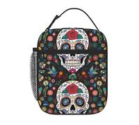 WHJSHOP Day of The Dead Printing Portable Handheld Insulated Lunch Bag Suitable for Students to Work and Travel