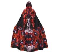 WHJSHOP Day Of The Dead Sugar Roses Skull Picture Halloween Adult Hooded Cape Cloak For Role-Playing, Stage Costumes, Parties Easy Care