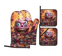 WHJSHOP Dead Candy Prints Kitchen Layers: Waterproof Oven Covers for Safe Handling & Easy Cleanup - 4 Piece Heat Protection Bundle