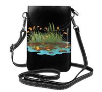 WHJSHOP Dead Leaves On The Swamp Picture Small Leather Women'S Crossbody Flip Phone Bag, Waterproof And Durable