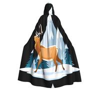 WHJSHOP Deer in the snowy mountains Pattern Halloween Adult Hooded Cloak is a super large, comfortable, and durable cloak