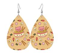 WHJSHOP Delicious Sweet Ramen Prints Dangle Leather Earrings - Chic Water Drop Drops for Festive Style & Everyday Sparkle